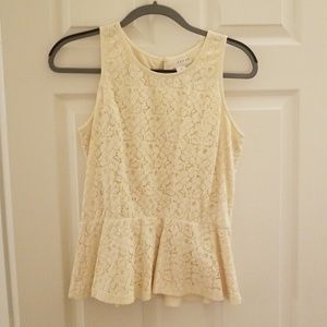 Kenar peblem cream lace top